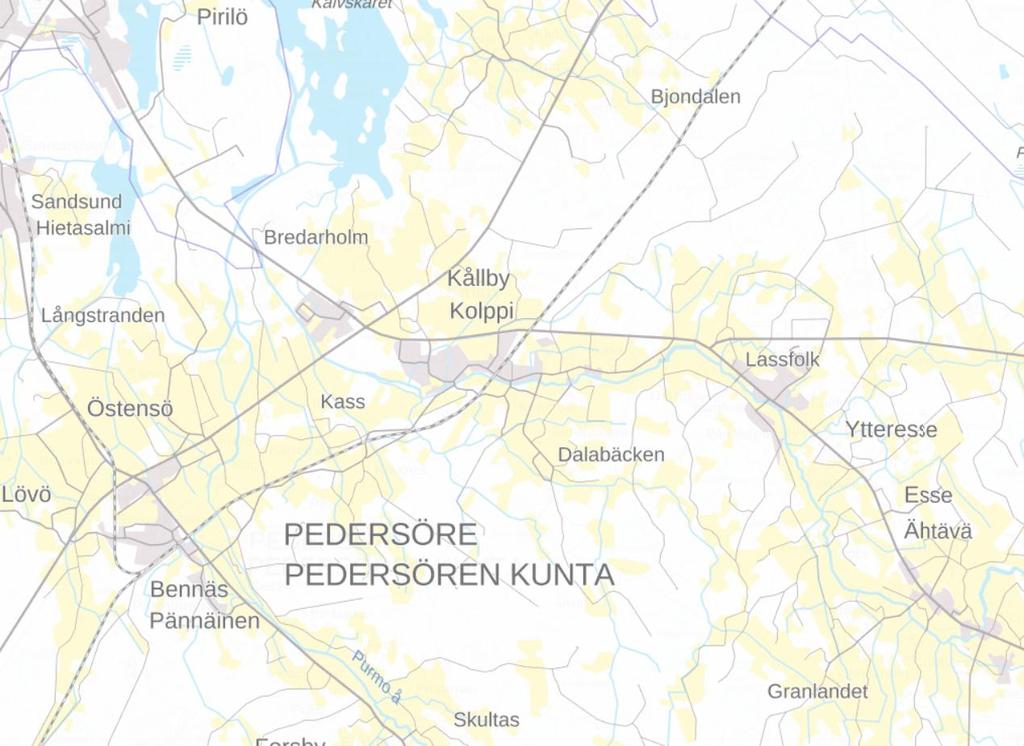 5 1.2 Planområdets läge Planläggningsområdet ligger i Dalabäck i Kållby. Området är högt beläget och består av ett skogsområde i anslutning till ett vidsträckt åkerlandskap norr om byggplatserna.