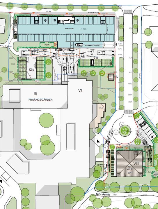 Sida 26 (42) Illustration över planerad parkering och angöring.