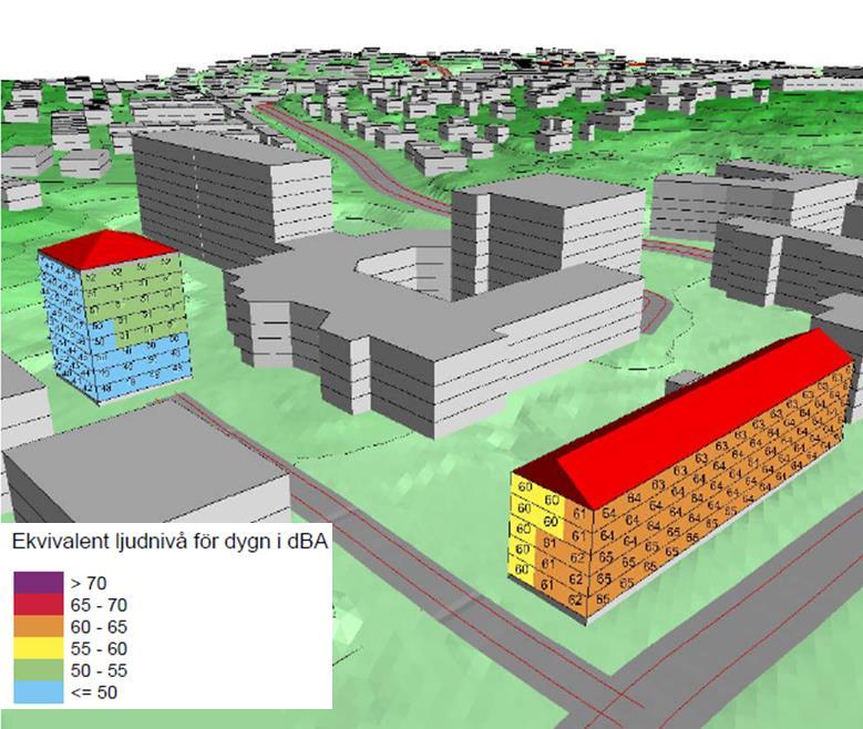 Sida 33 (42) Störningar och risker Buller Punkthuset Samtliga lägenheter i punkthuset klarar riktvärdena för ljudnivåer vid fasad.