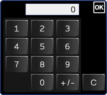 5 Den 10-siffriga knappsatsens layout 1) Den 10-siffriga knappsatsen som används för att justera maskinen består av sifferknapparna 0 till 9, [C]- och [OK]-knapparna samt en sifferdisplay.