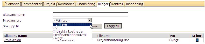 19 1. Totalt sökt belopp på Projektfliken ska vara lika med beloppet som står i kolumnen Total under Fördelning för posten/raden Energimyndigheten på Finansieringsfliken.