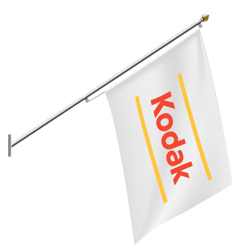 Kiosk- och fasadflagga Kvalitetsflaggor i PVC priset är inklusive mast och väggfäste med måtten 40x60 cm. Du kan välja mellan vit eller svart mast/fäst.