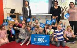 Längst ner på menyn står det att vi samarbetar med FN-förbundet och att tio procent av inkomsten går till det globala målet Ingen hunger via projektet Skolmat.