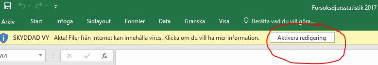 3 SÅ HÄR GÖR DU RENT PRAKTISKT 3.1 SÅ HÄR KOMMER DU IGÅNG Öppna Excel-arbetsboken och klicka på Aktivera redigering (i äldre Excel-versioner står det Tillåt makro).