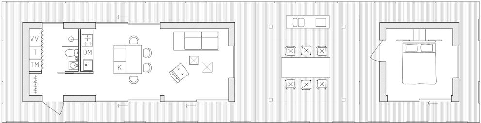Arkitektritade hus som kan växa med dig HUS MED FRIGGEBOD OCH UTEPLATS: H40+H15+U15 2 329 CM 1 030 CM 500 CM 387 CM 587 CM 387 CM H15 387 x 387 cm HALL 150 x 100 cm TOALETT 140 x 200 cm KÖK OCH