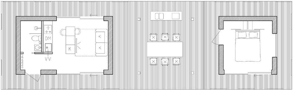 Arkitektritade hus som kan växa med dig ATTEFALLSHUS MED FRIGGEBOD OCH UTEPLATS: H25+H15+U15 1 939 CM 645 CM 500 CM 387 CM 587 CM 387 CM H15 387 x 387 cm HALL 150 x 100 cm TOALETT 140 x 200 cm KÖK