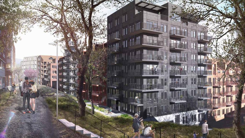 västerläget ger många av lägenheterna kvällssol på balkongen.