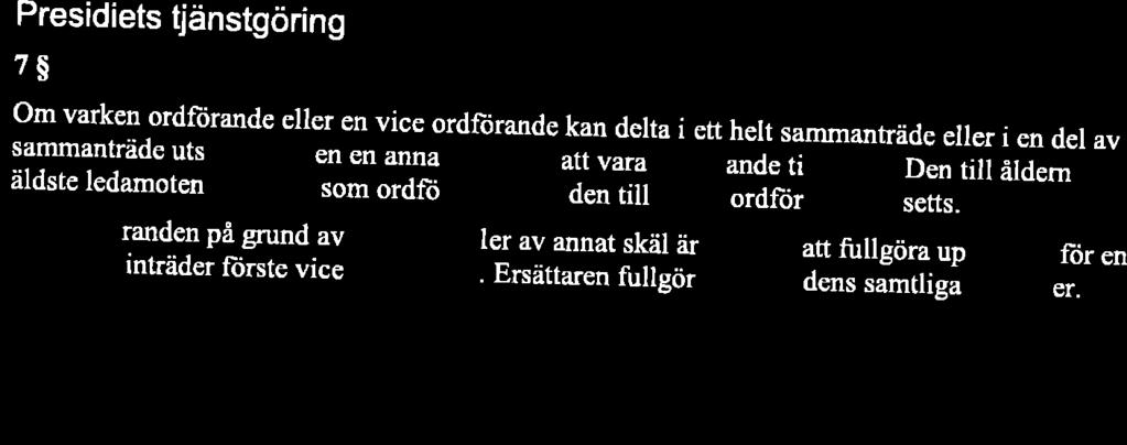 RONNEBY KOMMUNS FÖRFATTNINGSSAMLING REGLEMENTE MILIÖocH BYGGNADSNÄMNDEN Presidiets tjänstgöring 7$ om varken ordftirande eller en vice ordfiirande kan delta i ett helt sammanhäde eller i en del av
