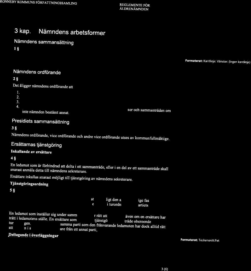 RONNEBY KOMMTJNS FÖRFATTNINGSSAMLING REGLEMENTE FÖR ÄLDRENÄMNDEN 3 kap.