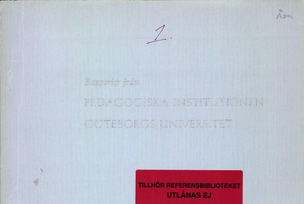 k As- Rapporter från PEDAGOGISKA
