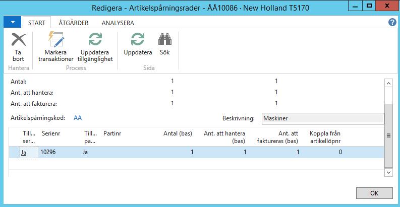 Detta serienummer kommer bli överfört till maskinkortet i fältet Serienummer.