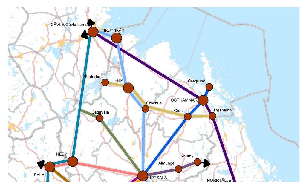 7 (29) 4. Förutsättningar i Uppsala län Uppsala län består av en stor och ett antal mindre kommunhuvudorter: Uppsala stad och Enköping, Bålsta, Knivsta, Heby, Tierp, Östhammar och Skutskär.