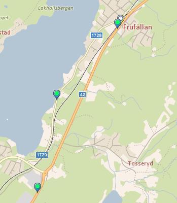 Figur 6 Trafikverkets mätpunkter i planområdets närhet. Karta: Trafikverket.