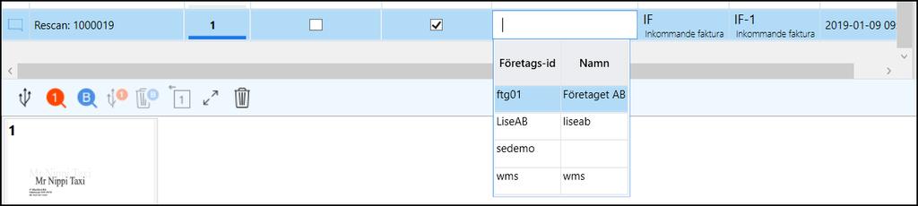 Default status på faktura med rescan i filnamn är att de inte sänds till tolken på nytt. Om det finns fler än en faktura välj de som skall flyttas till ett annat företag.