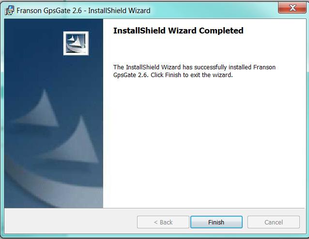 Klicka på Finish Nu är installationen är klar. Innan man fortsätter med konfigureringen behöver GPS-enheten vara ansluten. Se 4.