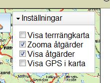 Visa terrängkarta Styr om terrängkarta skall visas. Denna inställning styr samtliga kartfönster som visas i prolog. Inställningen sparas på klienten (som cookie).