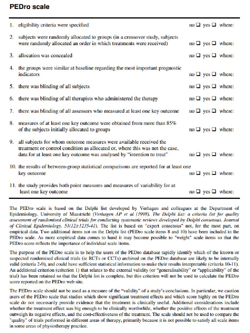 Bilaga 1. PEDro scale.