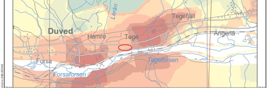 Undersökt område markerat i rött.