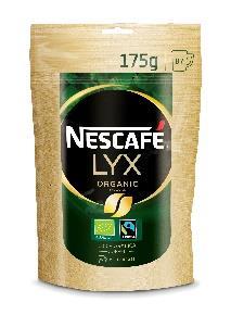 NESCAFÉ Lyx Organic Produktnamn Varumärke Produkt Volym NESCAFÉ Lyx Ekologisk Soft pack 12x175g Bilder NESCAFÉ Lyx Organic 12x175g