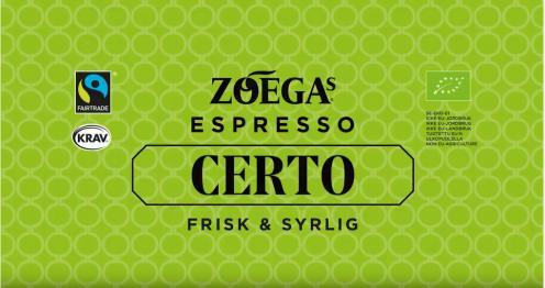 ZOÉGAS Professional Espresso Certo Produktnamn VARUMÄRKE PRODUKT FORMAT VOLYM ZOÉGAS Professional Espresso Certo Hela bönor 8x500g Bilder Film ZOÉGAS Professional Espresso Certo Hela bönor 8x500g Art.