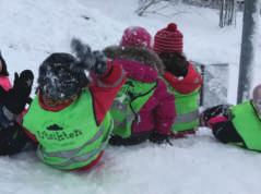 Utsikten - lek, vattenkunskap och OS Lek och OS-förberedelser pågår När jag besöker förskolan Utsikten under sportlovsveckan är det full vinter och barnen är ute och leker i snön och har roligt
