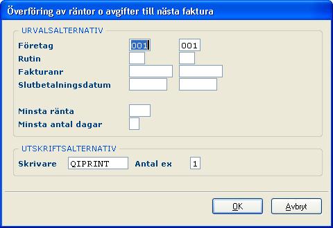 102 Kundreskontra Innan denna överföring görs bör listan Utskrift av ej debiterade räntor och avgifter tas fram för kontroll.