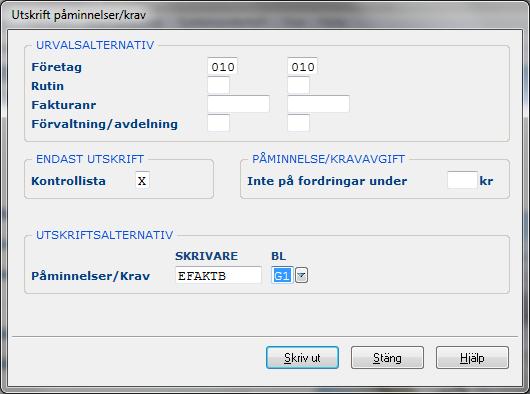 Kundreskontra 91 Vid körning av påminnelser/inkassokrav/restkrav sker följande bearbetning och listframställning: 1.