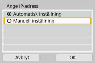 Ställa in IP-adressen manuellt Ställ in IP-adressen manuellt.