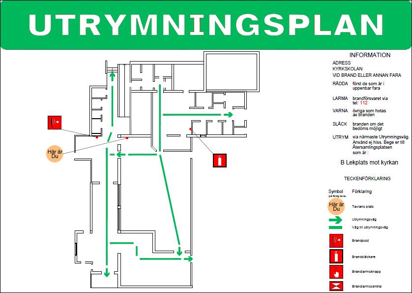 I figur F3 visas utrymningsplanen för del B.