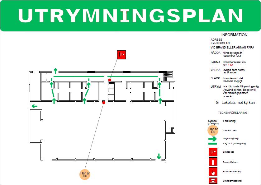 Utrymningsplan för del F. I figur F8 visas utrymningsplanen för del G.