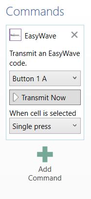 Programmera ett Easywave-uttag: 1. Anslut Easywave-uttaget i vägguttaget. 2. I Grid 3 gör du en ny ruta och lägger till kommandot Easy Wave.