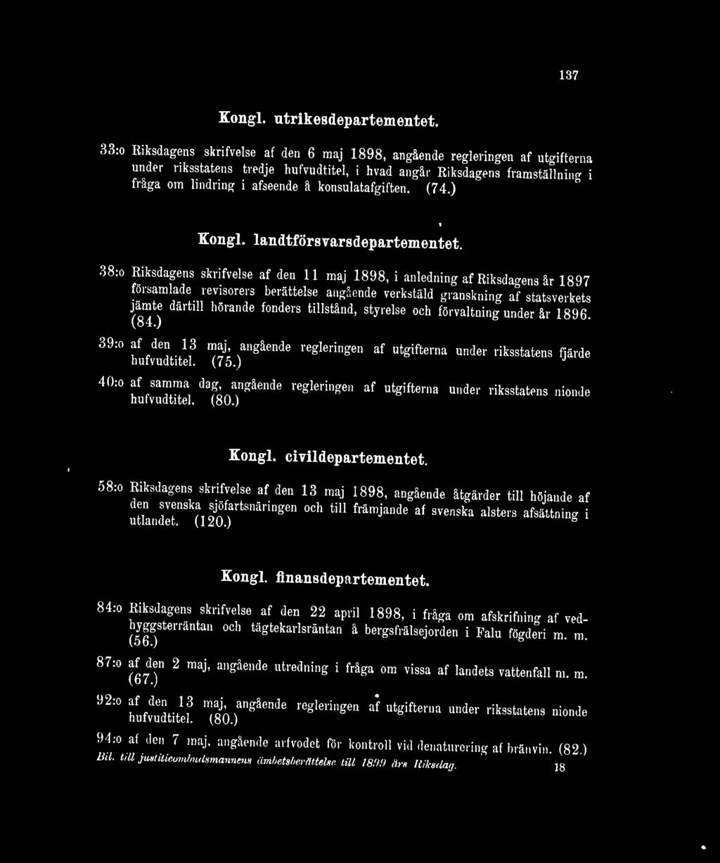 konsulatafgiften. (74.) Kongl. landtförsvarsdepartementet.