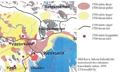 . Utredning om förhållandena i planeringsområdet.. Historia Kbyns utveclingshistoria Ingå by har utveclats ring nutpunten mellan två medeltida ommuniationsleder, Stora Strandvägen och Ingå å.