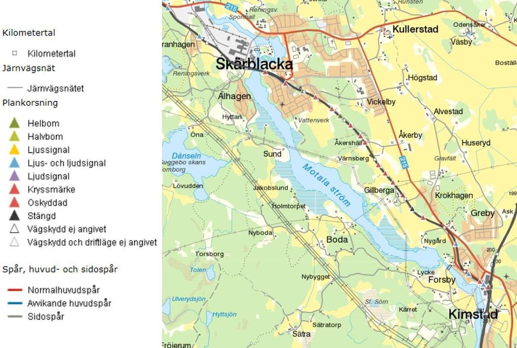 Idag saknas möjligheten att trafikera sträckan mellan Norrköping och Skärblacka med ellok p.g.a. avsaknaden av kontaktledning mellan Kimstad och Skärblacka.