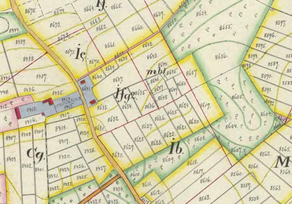 Figur 4. Utdrag ur laga skifteskartan över Bunge, upprättad 1905. Den nu aktuella fastigheten betecknas Ifg2, och utgörs helt av åkermark, förutom själva gårdstomten bestående av boningshus och uthus.