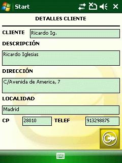 Pantalla detalles de clientes.