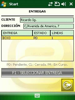 Proof of Delivery Pantalla entregas.