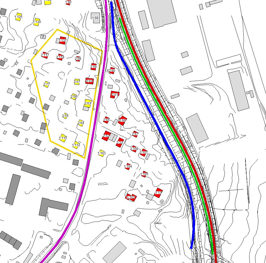 3. Knölsta väster om Johannedalsvägen Bostadshusen väster om Johannedalsvägen (se område inringat av gul linje på kartan nedan) har kommunala Johannedalsvägen, järnvägen och Johannedals