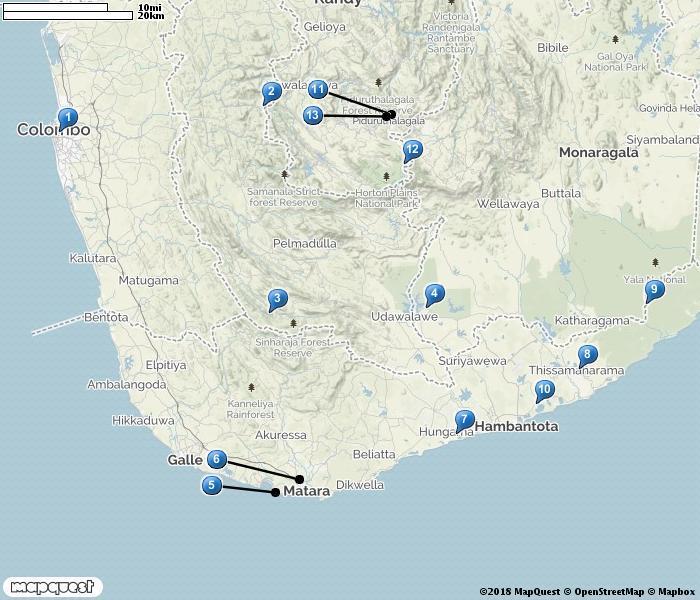 SRI LANKA 1. Colombo 2. Kitulgala 3. Sinharaja NP 4. Udawalawe NP 5. Mirissa 6. Kirala kale Sanctuary 7.