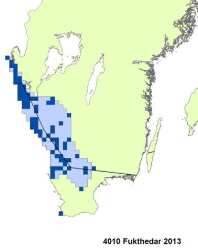Figur 12. Utbredning av fukthedar med klockljung enligt Naturvårdsverkets vägledning.