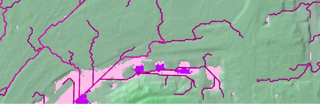 " " " " " " " "" " " " " " " " " flödesvägar med uppströms area större än 30000 m2.