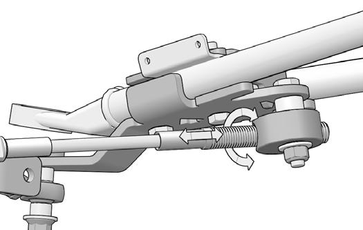 While maintaining pressure on the steering wheel, turn threaded rod to adjust length of cable so that the cable end hole center (G) is located 13 to 19 mm [½ to ¾ in.