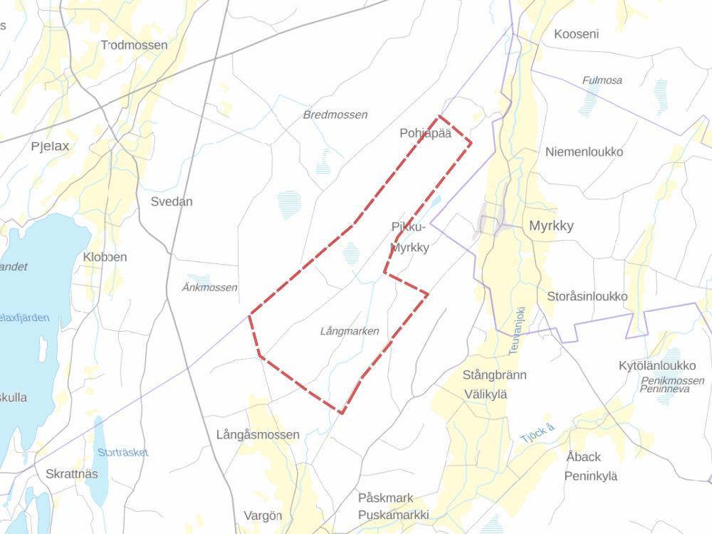 Inom området finns en hel del mossar och våtmarker. Området är förhållandevis kuperat, höjdkurvorna varierar mellan 25 90 m.ö.h. De lägsta partierna finns närmare kusten medan de högsta partierna finns längre österut.