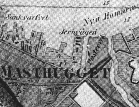Utsnitt ur Stadskarta över Göteborg från år 1786 (Göteborgs stadsmuseum). Fig. 24.