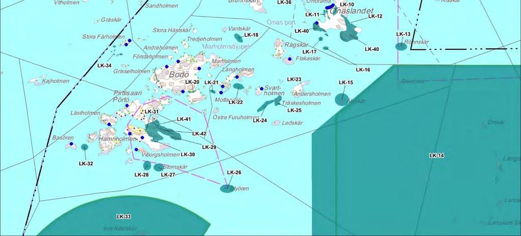 2.6 ovan och till plankartan Vid planeringen av markanvändningen har man försökt beakta vattenområdet mellan Linholmen, Risholmen och Långön (LK 9) och vattenområdet mellan Onasviken och Vikudden (LK
