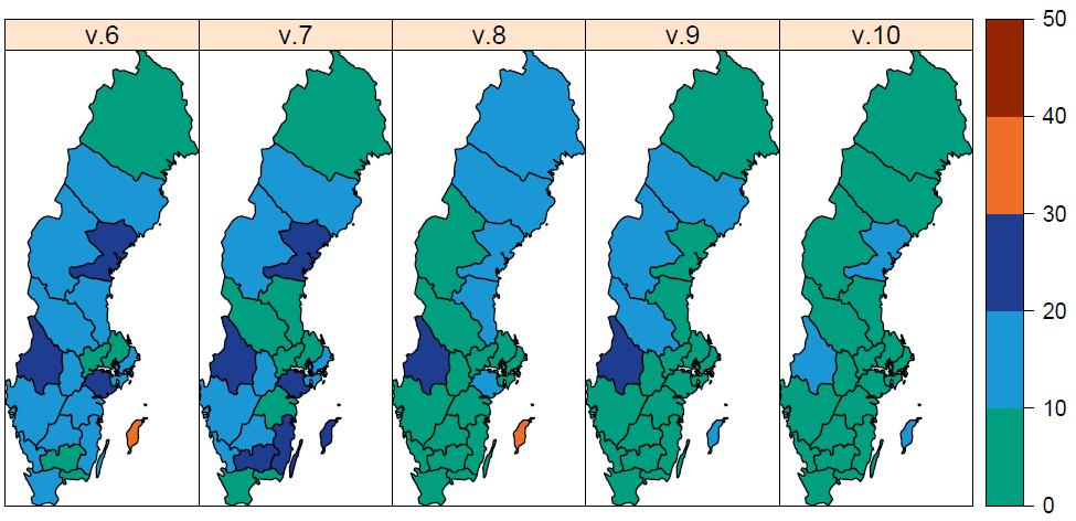 Sida 10 (18) Figur 1C. Andelen laboratorieanalyser positiva för influensa (alla typer) per, denna säsong och tidigare säsonger. Figur 2.