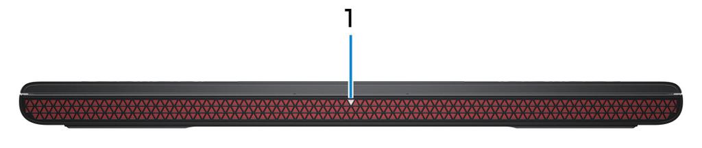 Vyer Framsida 1 Ström-/batteristatuslampa/hårddiskaktivitetslampa Indikerar status för batteriladdning eller hårddiskaktivitet.