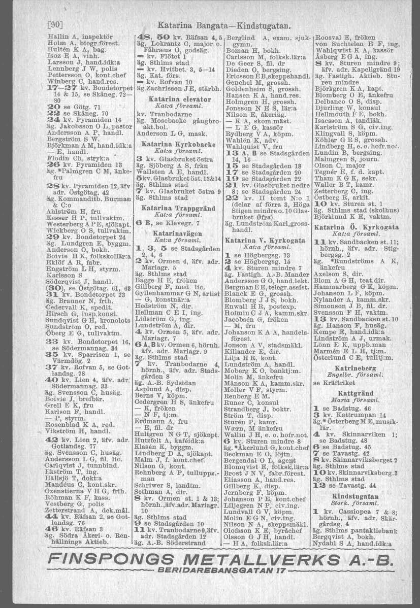 [90] Hallin A, inspektör Holm A, biogr.förest. Hulten K A, bag. Isoz E A, vinh. Larsson J, hand.id.k:a Lennberg J W,polis Pettersson 0, kont. chef Winberg O, hand.res. 17-27 kv.