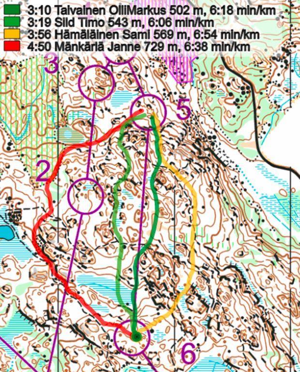 5-6, H21 Även om det innebär en brant klättring i början, är det klart snabbast att löpa rakt på över backen.