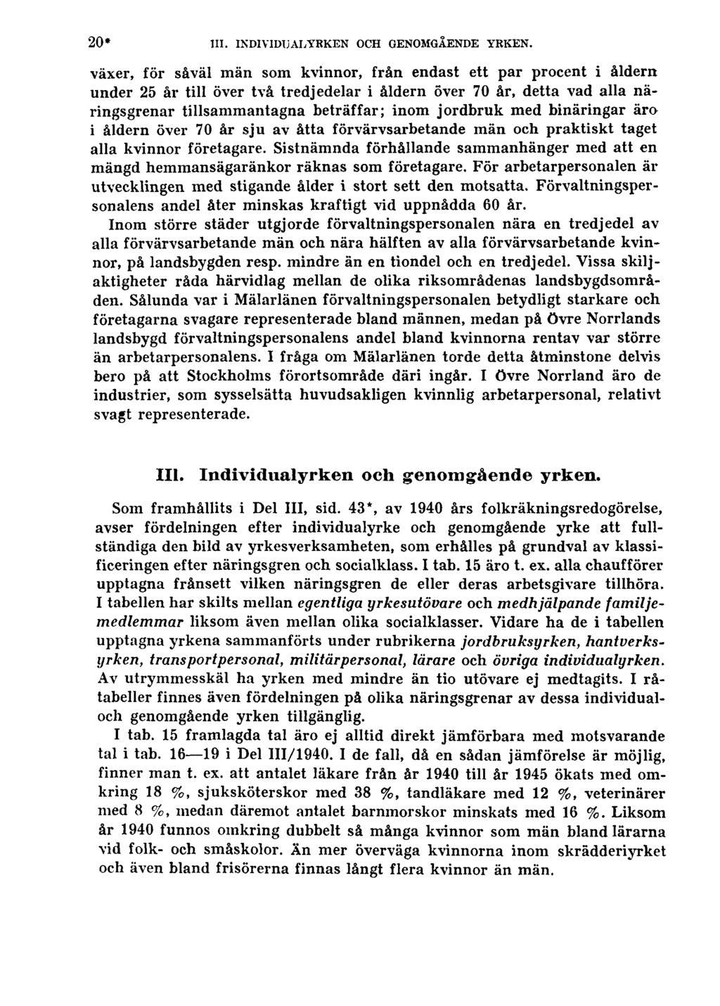 20* III. INDIVIDUALYRKEN OCH GENOMGÅENDE YRKEN.